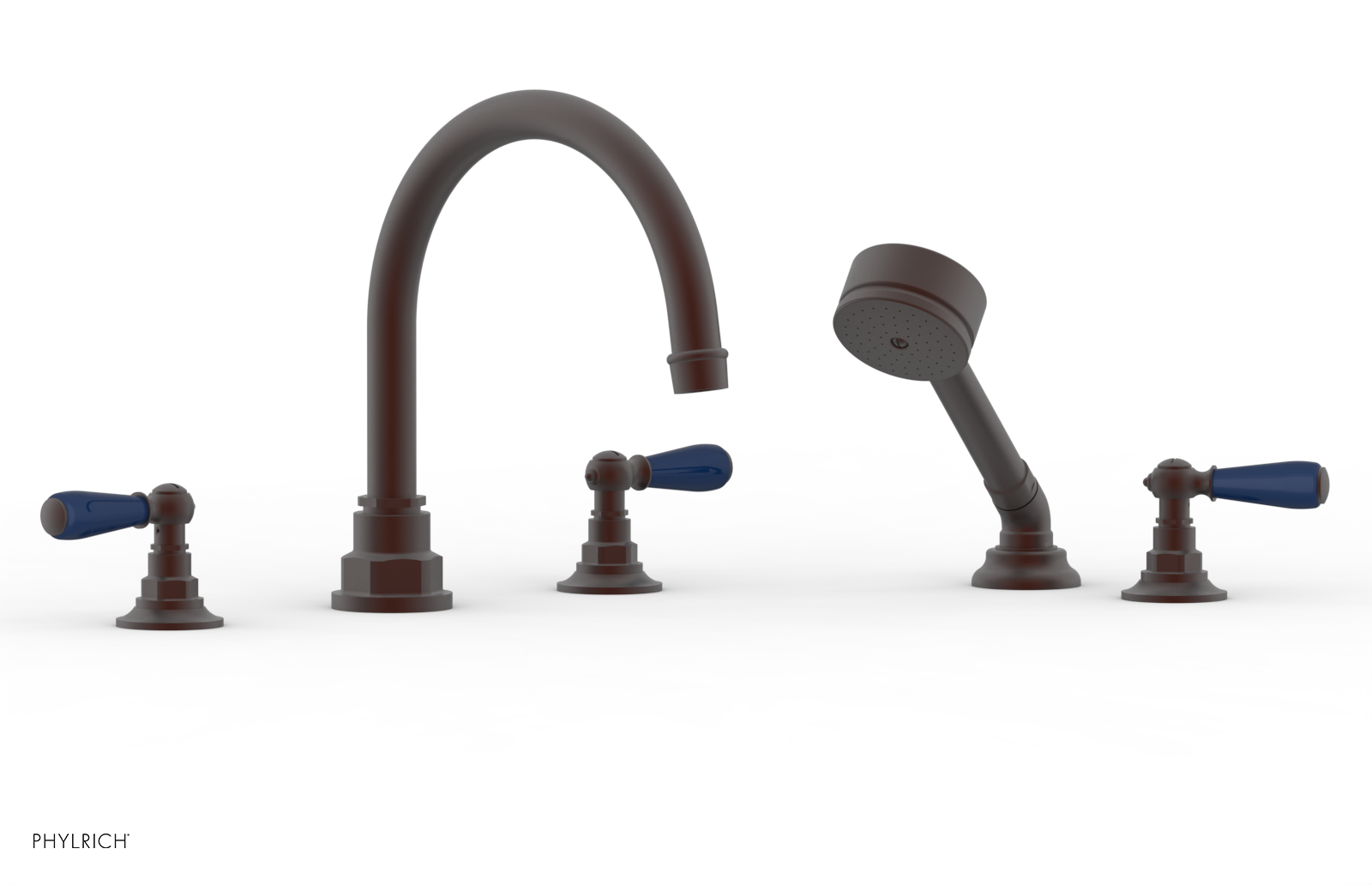 Jamestown Deck Tub Set with Hand Shower - Lever Handles & Navy Blue Accents - 165