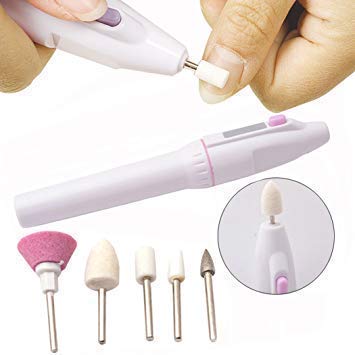 BIRZAR 5-in-1 Electric Nail Drill Kit with Gel Tips - Professional Manicure & Pedicure Set for Salon & Home Use - Perfect for Nail Polish Art, Acrylics & Nail Care (White)