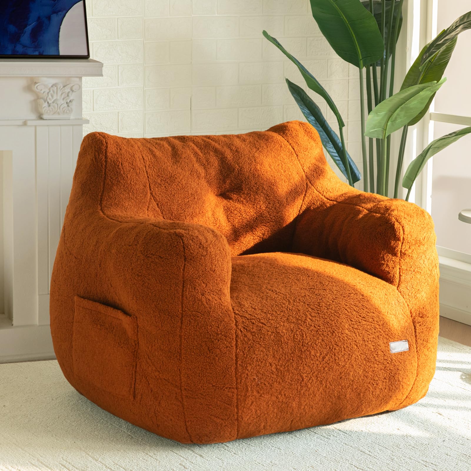MAXYOYO Tufted Bean Bag Chair with Boucle Fabric - Ultra Soft Comfy Lazy Sofa with Premium Filler for Adults & Teens - Perfect for Living Room, Bedroom, Dorm or Game Room Relaxation