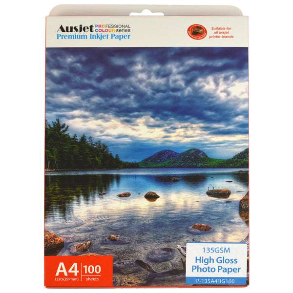 135gsm A4 High Gloss Photo Paper - 100 Sheets Premium Inkjet/Laser Printer Paper for Vibrant Photos, Flyers & Presentations - Ideal for Home, Office & Professional Printing