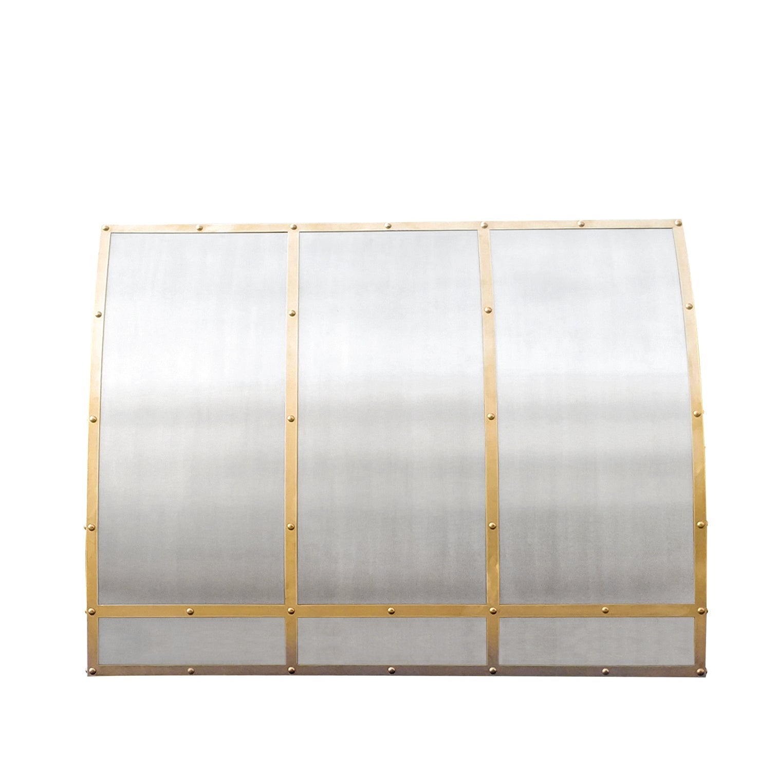 Custom Stainless Steel Barrel Shaped Range Hood with Brass Bands & Rivets - Vintage Kitchen Vent Hood for Modern & Farmhouse Style Homes - Perfect for Cooking, Baking & Kitchen Remodeling