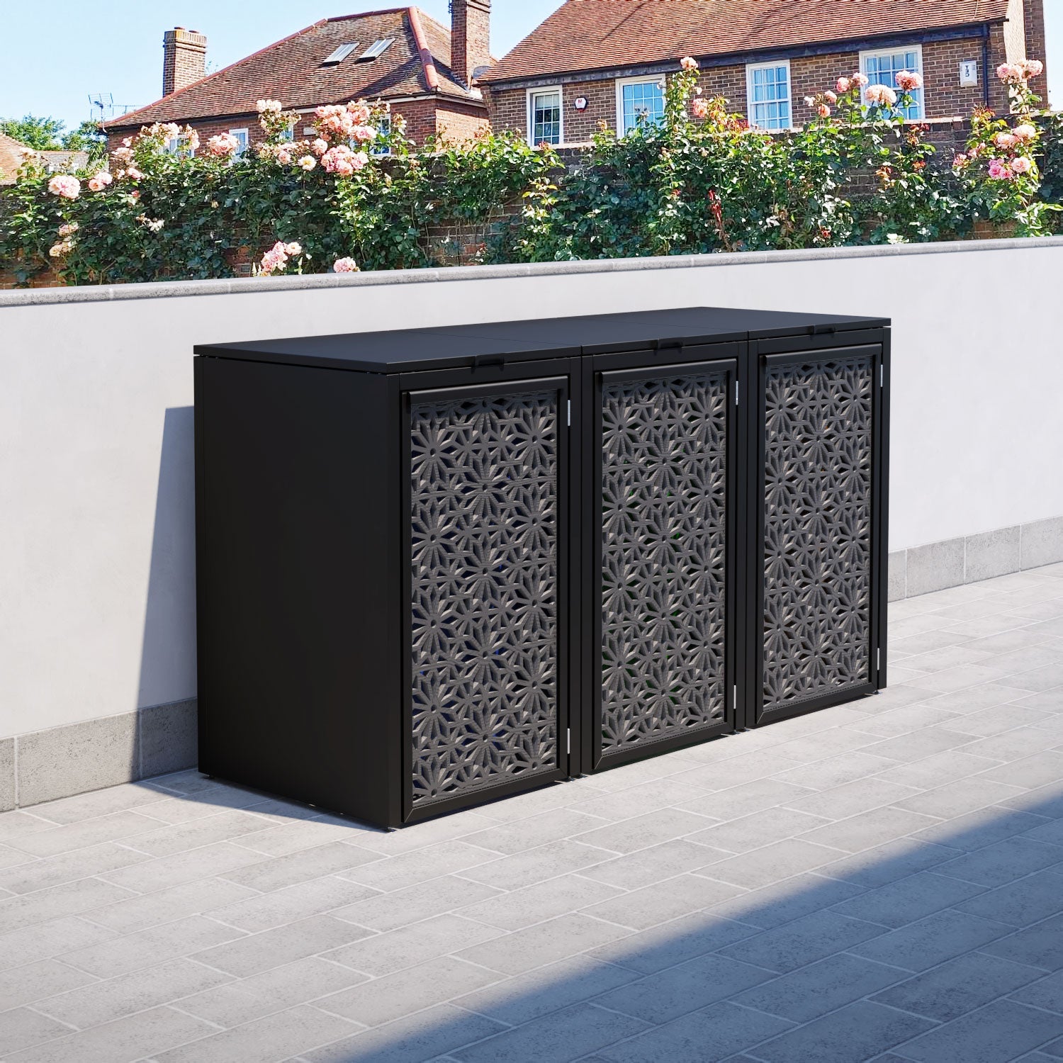 Black 3 Bin Storage Organizer with NARWA Door Screen - Perfect for Pantry, Laundry Room, and Bathroom Organization