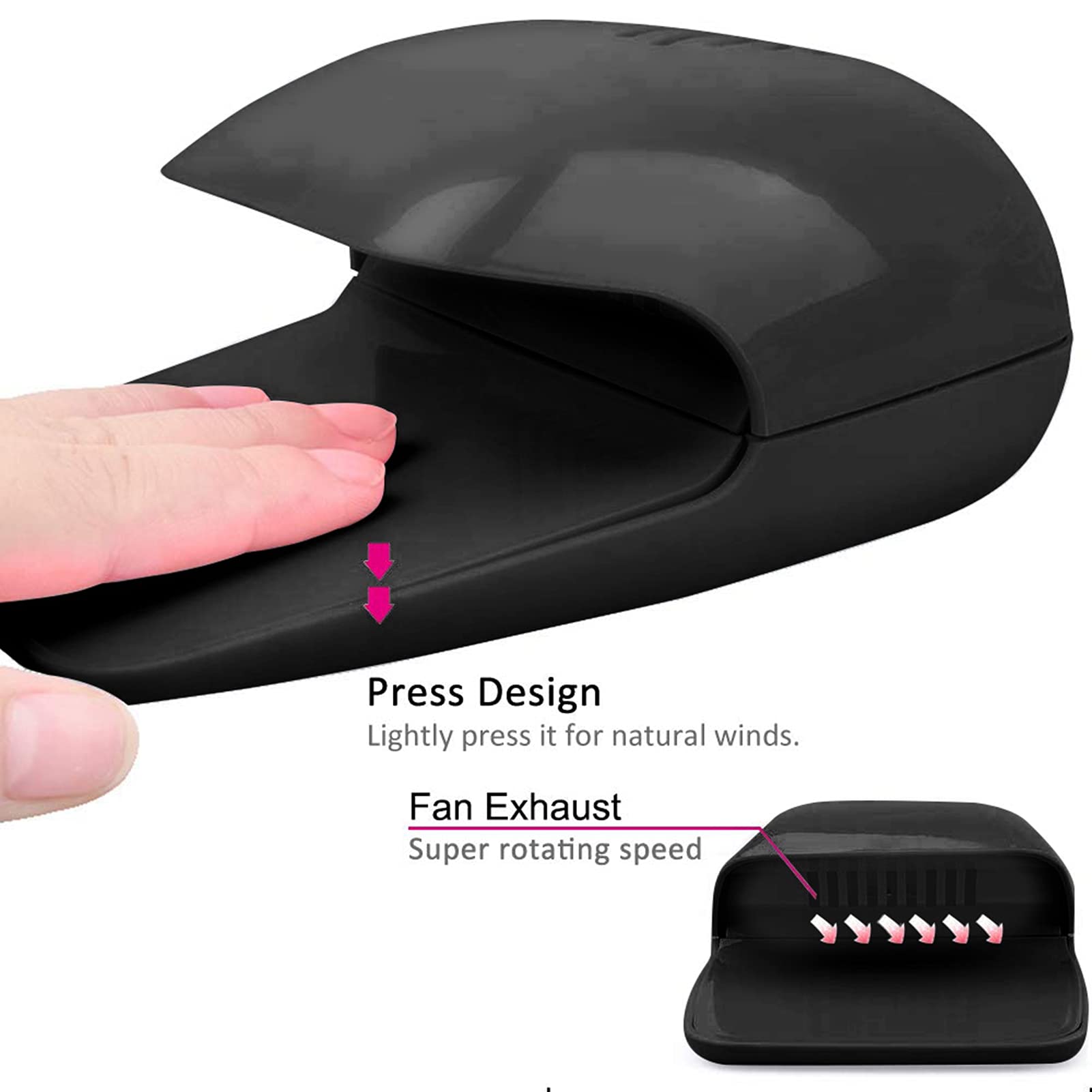 Portable Nail Polish Dryer Fan - Fast Cooling UV LED Nail Dryer for Gel & Regular Polish, Compact Travel Nail Dryer for Home & Salon Use (Black) - Perfect for Manicures, Pedicures & Nail Art