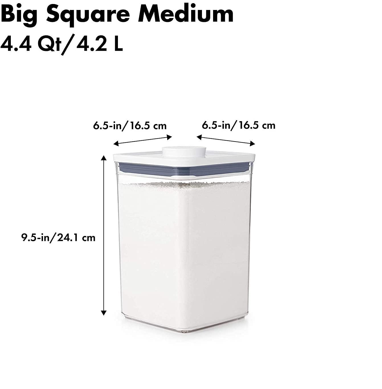 OXO Good Grips 4.4-Quart Square Airtight Food Storage Containers for Flour, Sugar, Cereal & Dry Goods - BPA-Free Kitchen Organization Set of 4 - Perfect for Pantry, Baking & Meal Prep