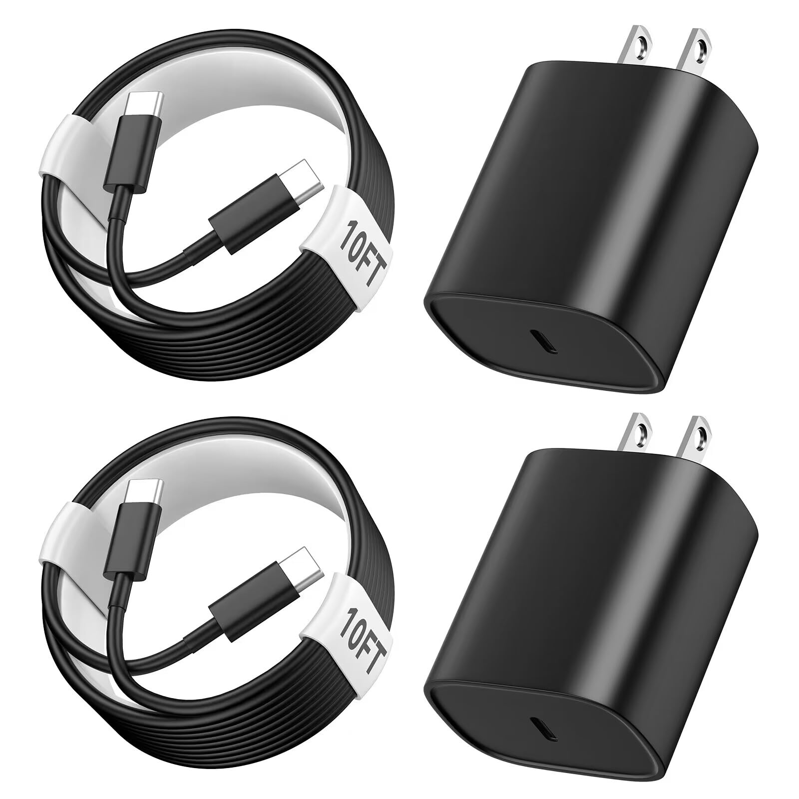 20W USB C Fast Charger Block & 10FT USB C to C Cable - Compatible with iPhone 16/16 Pro/16 Plus/16 Pro Max/15/15 Pro/15 Plus/15 Pro Max & iPad Pro/Air - PD Fast Charging for Home, Office & Travel (Black)