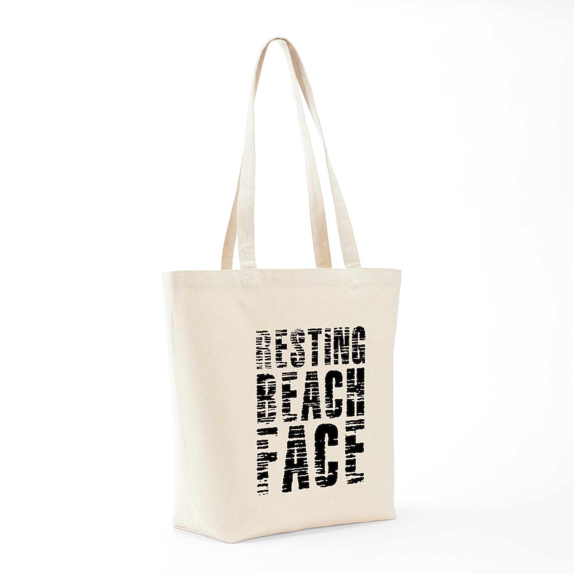 Resting Beach Face Tote Bag - Natural Canvas Reusable Shopping Bag for Beach, Grocery & Daily Use | Eco-Friendly Cotton Tote with Funny Saying
