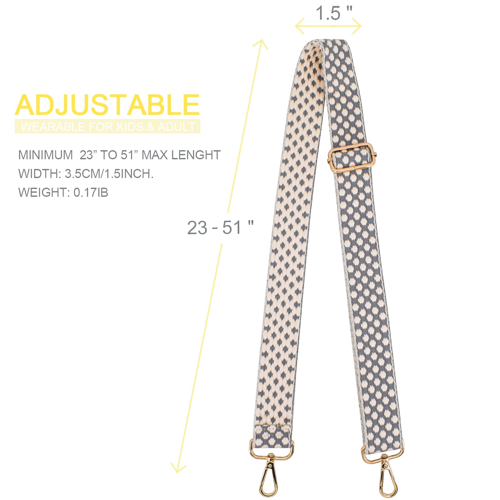 Adjustable Handbag Strap - Wide Purse Replacement Shoulder Strap for Crossbody Bags | Perfect for Work, Travel & Everyday Use