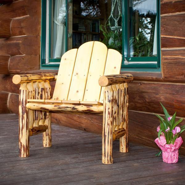 Montana Log Deck Chair - Rustic Outdoor Wooden Patio Lounge Chair for Garden, Poolside & Backyard Relaxation | Heavy Duty & Weather Resistant