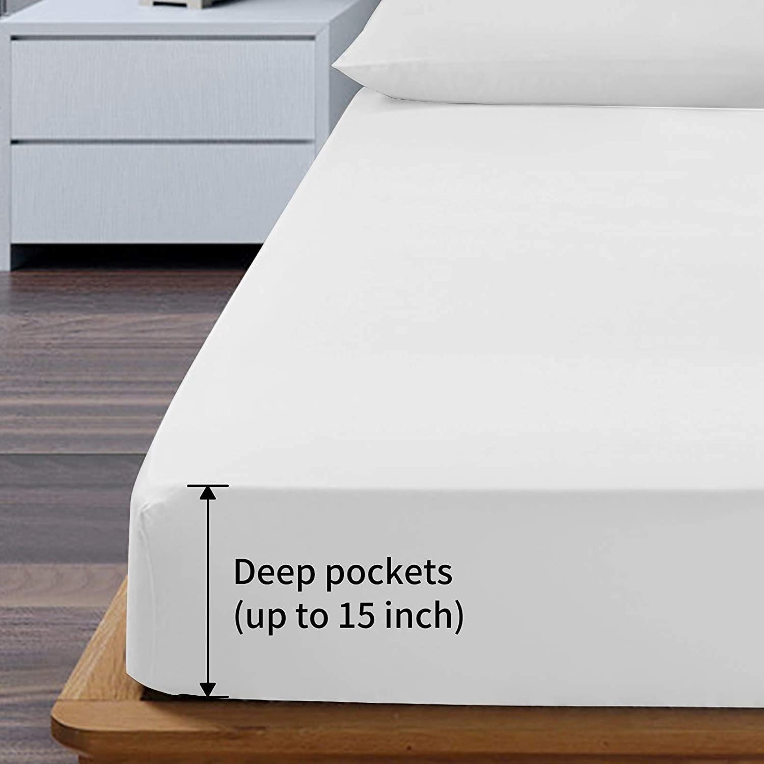 1000 Thread Count 100% Cotton Luxury Bed Sheet Set - Ultra Soft 4-Piece Sage Green Queen Size Sheets for Deep Pocket Mattresses Up to 15