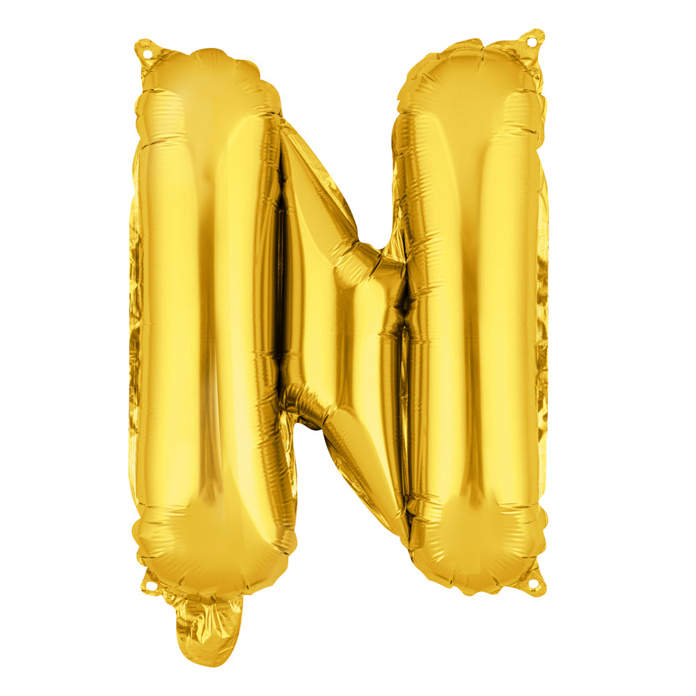 Balloonify Gold Mylar Letter N Balloon - 16 Inch Large Foil Alphabet Balloon for Birthday Party Decorations, Baby Showers & Graduation Celebrations - 1 Count Box