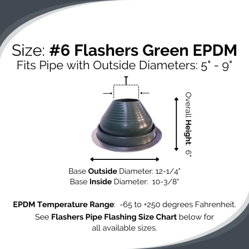 EPDM Flexible Roof Jack Pipe Boot - Green Flashing for 5