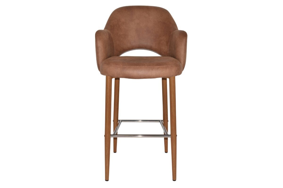EZ Hospitality Avalon Stool with Arms - Light Oak Finish - 750mm Seat Height - Perfect for Kitchen Islands, Bars & Commercial Settings