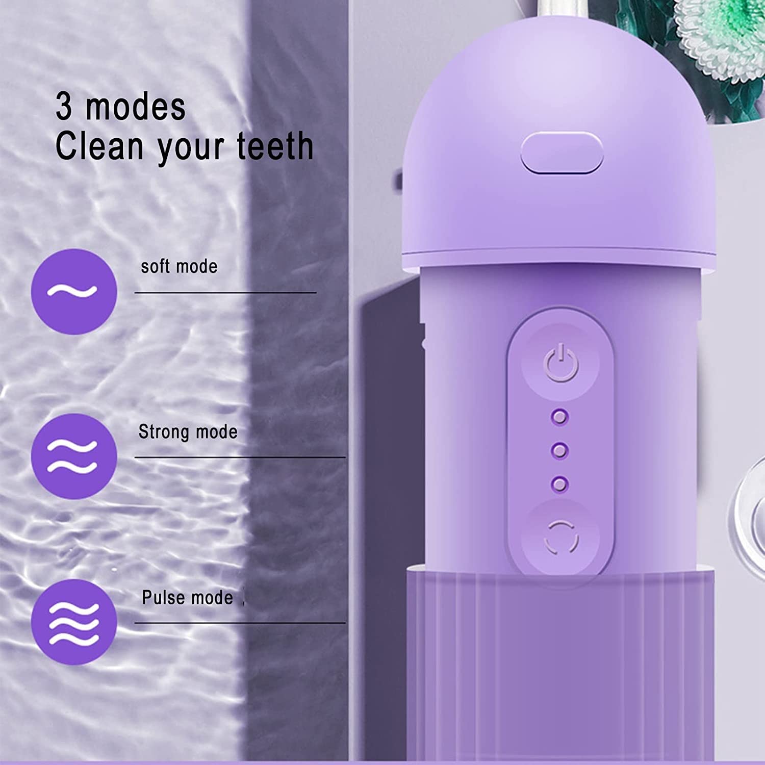 Upgrade Cordless Water Flosser - Rechargeable Portable Teeth Cleaner for Braces & Oral Care, 240ML Detachable Water Tank | Home Use & Travel Dental Hygiene Essential