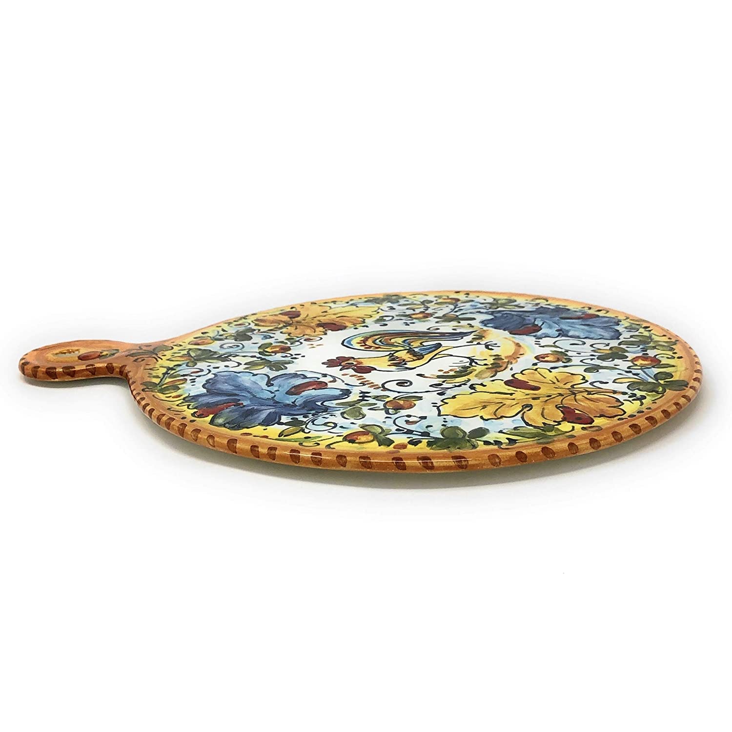 Hand-Painted Italian Ceramic Trivet Tile - Rooster Design Kitchenware from Montelupo, Tuscany | Authentic Florence Pottery Collection | Perfect for Hot Dishes & Home Decor