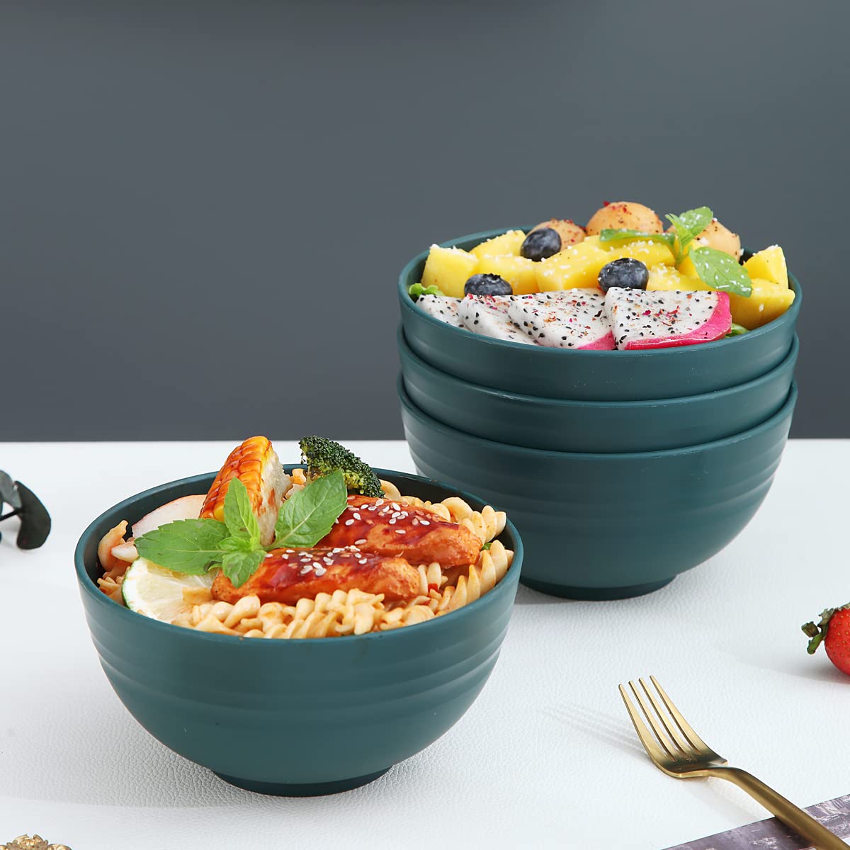 Kyraton 4-Piece Unbreakable Cereal Bowls - Microwave & Dishwasher Safe for Soup, Salad, Snacks