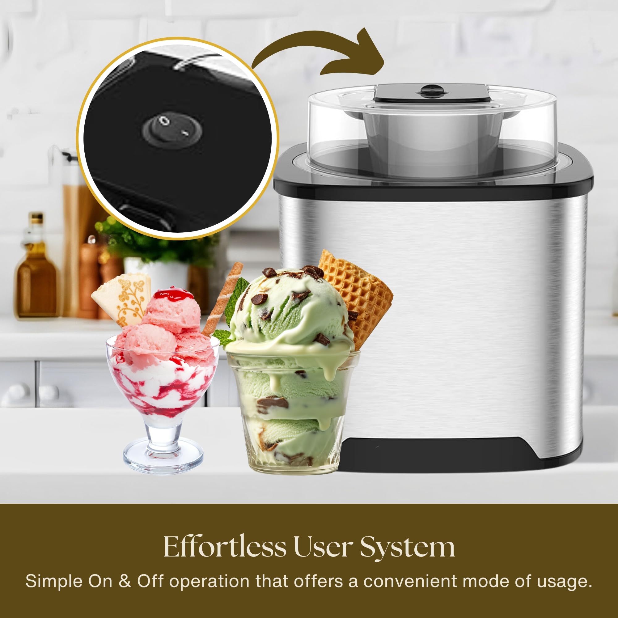 2 Qt Electric Ice Cream Maker Machine for Home - Soft Serve, Gelato, Sorbet & Frozen Yogurt Maker - Perfect for Family Gatherings, Parties & DIY Desserts - Great Kitchen Appliance Gift