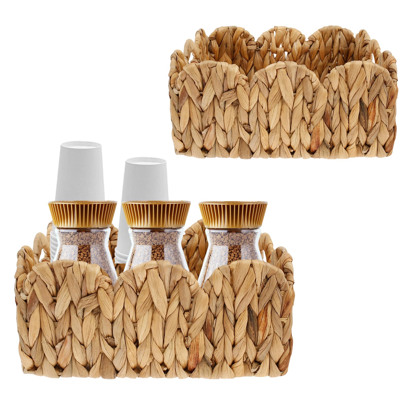 2-Pack Handwoven Woven Storage Baskets with Handles - Natural Rattan Nursery & Home Organization Bins - 15L Capacity for Bedroom, Living Room, Baby Room Storage - Perfect for Toys, Blankets & Clothes Organization