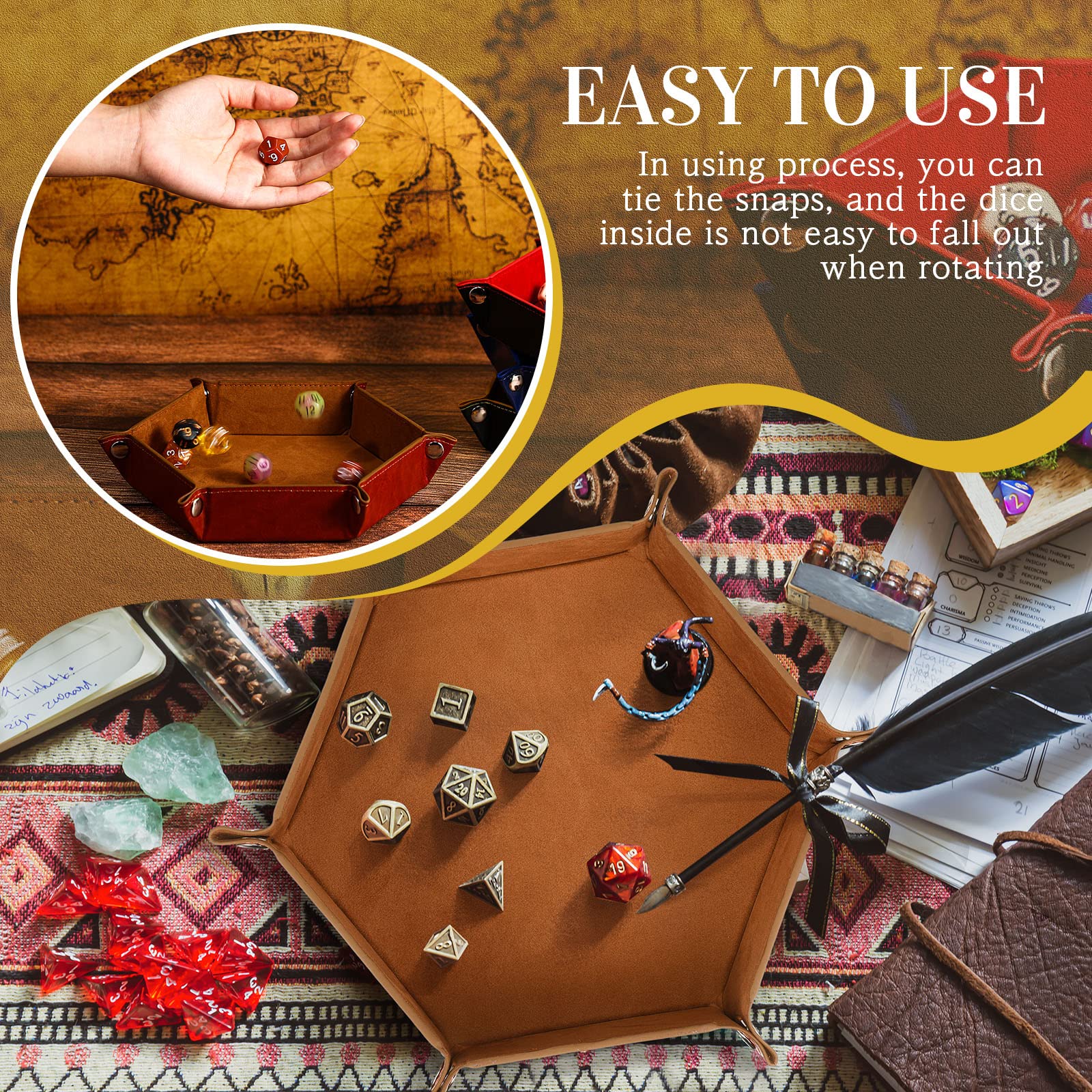12 Pack Portable Folding Dice Tray - PU Leather & Velvet Dice Rolling Tray for RPG, D&D, Board Games - Compact Storage Box for Tabletop Gaming at Home or Travel