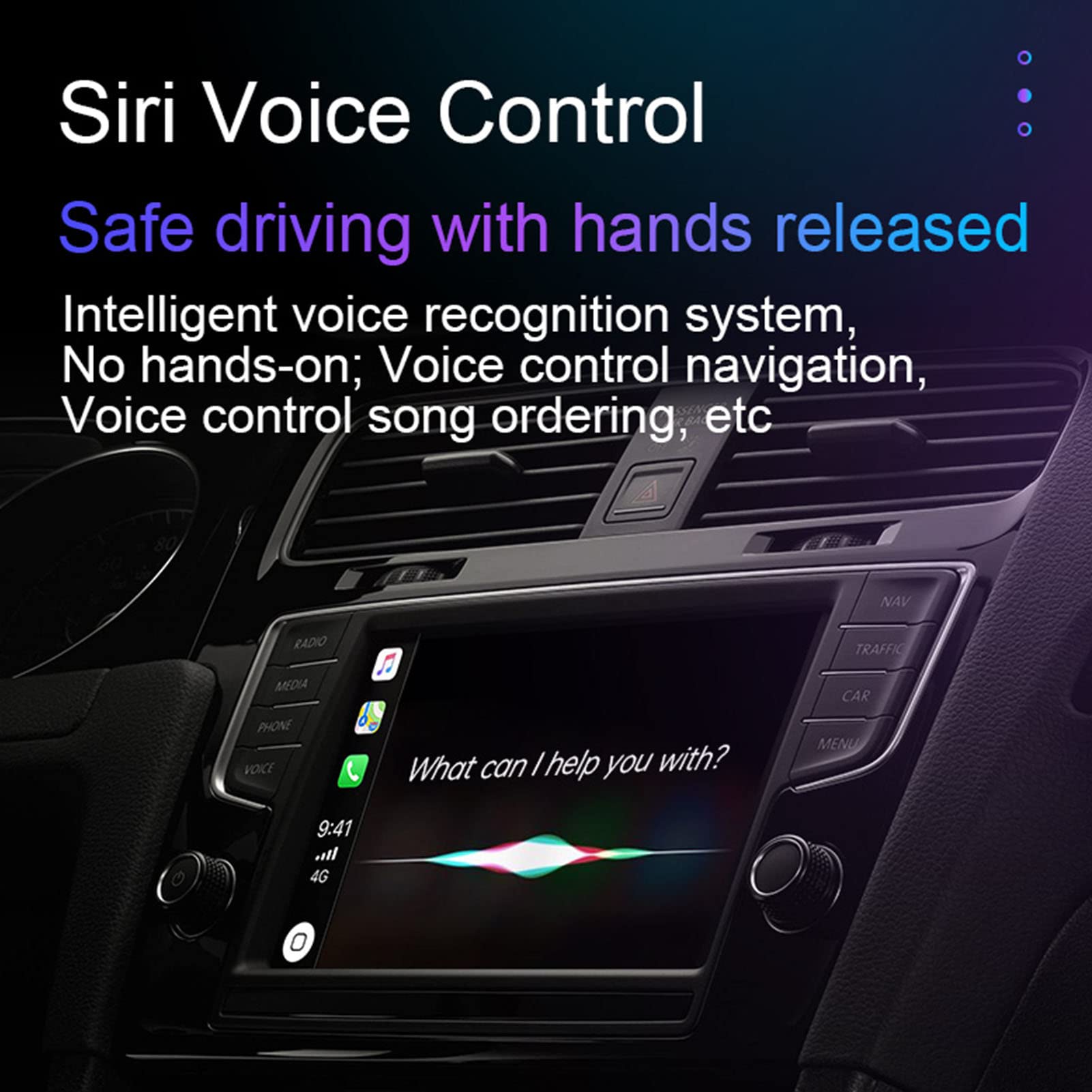 ASHATA Wireless CarPlay Adapter - Convert Wired to Wireless CarPlay for iPhone, USB & 3.5mm Audio Interface, Voice Control - Perfect for Commuting, Road Trips & Hands-Free Driving