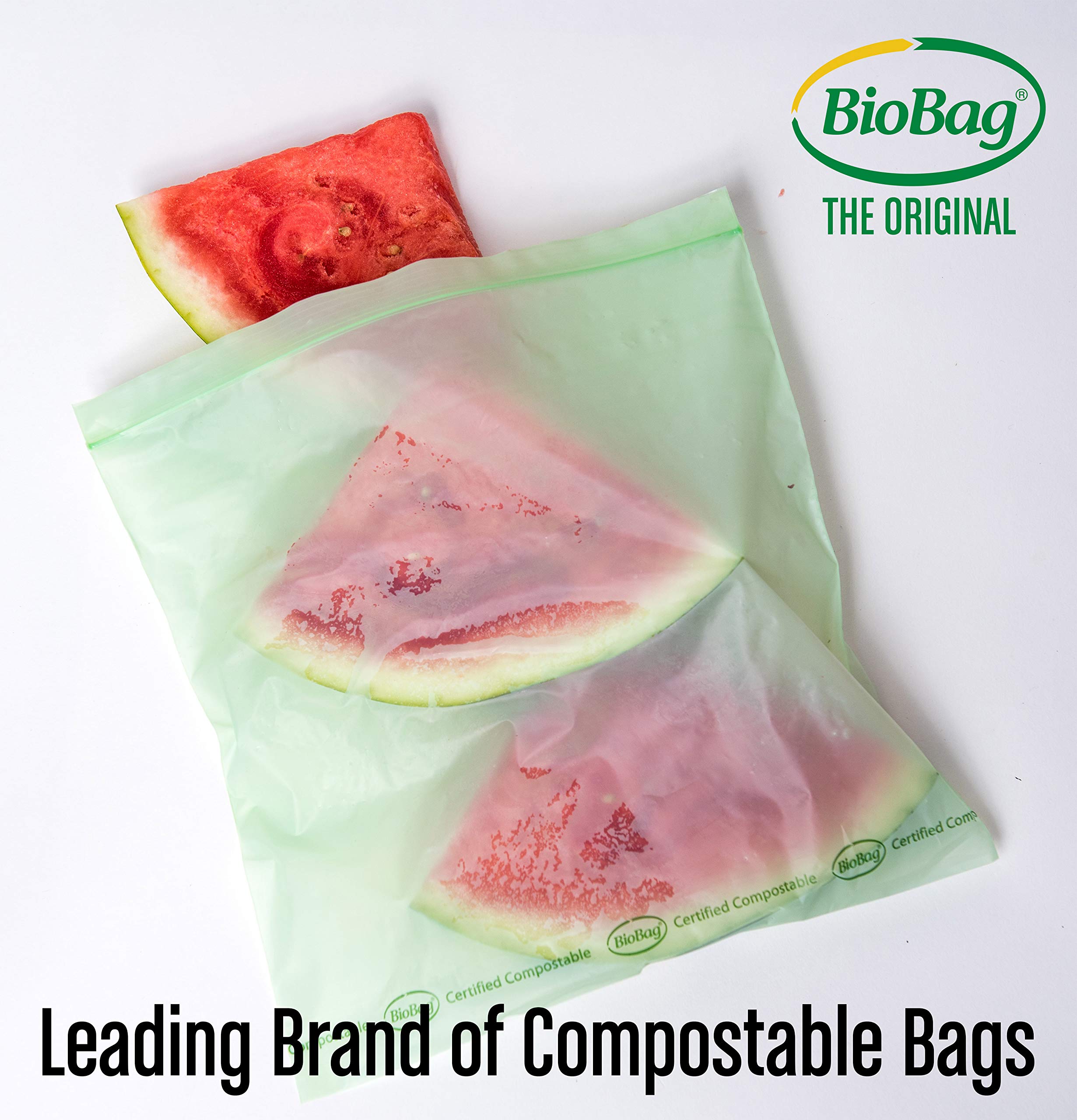 BioBag 100% Certified Compostable Resealable Food Storage Bags - 180 Count Gallon Size | Eco-Friendly Freezer & Refrigerator Storage | Perfect for Meal Prep, Leftovers & Snacks