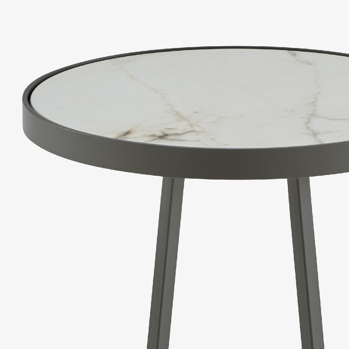 White Marble Effect Ceramic Pedestal Table - Outdoor Small Circles Top Stoneware for Patio, Garden & Balcony Decor