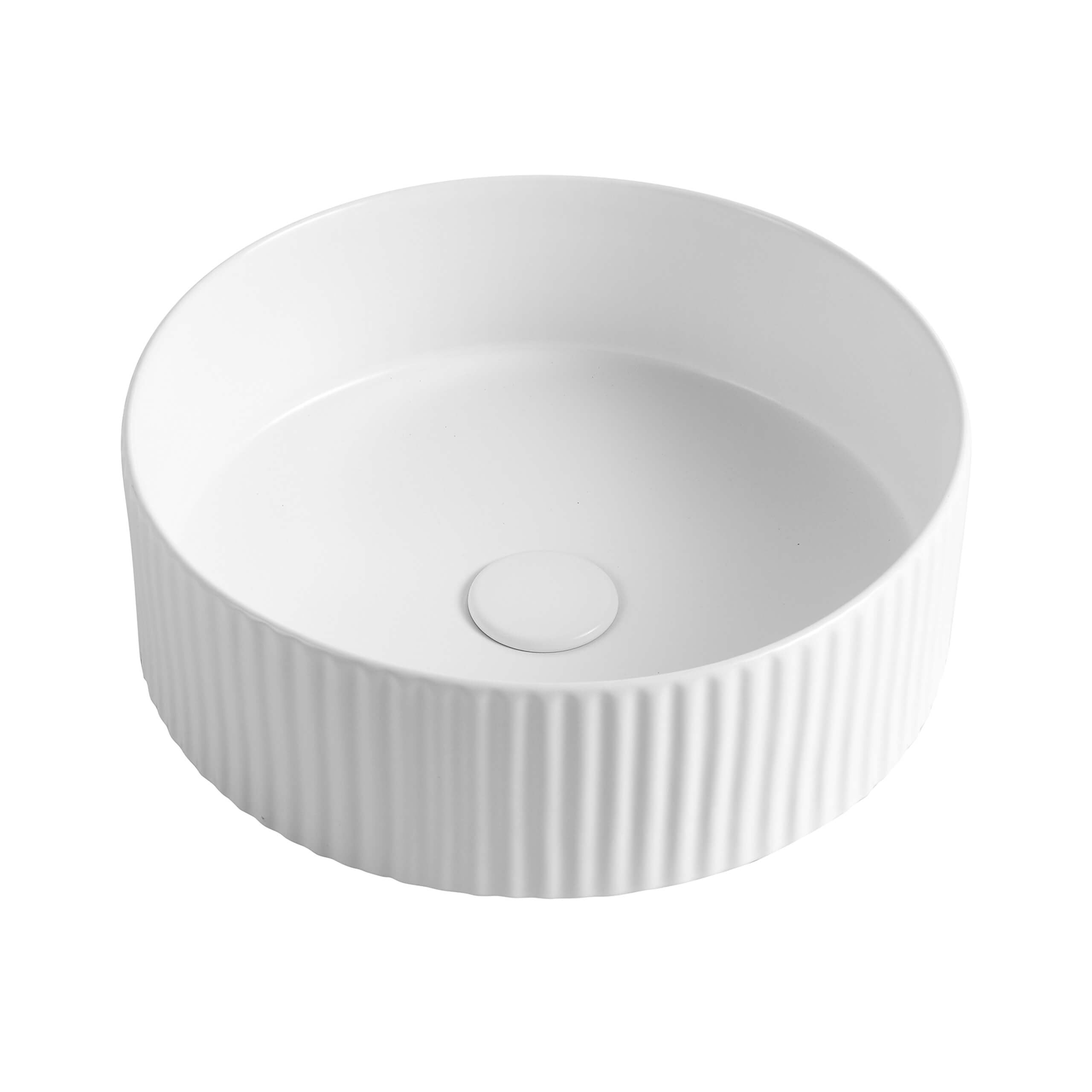 Marlo 16-Inch Round Above Counter Bathroom Sink - Matte White Porcelain Vessel Basin for Modern Vanity & Powder Room Decor