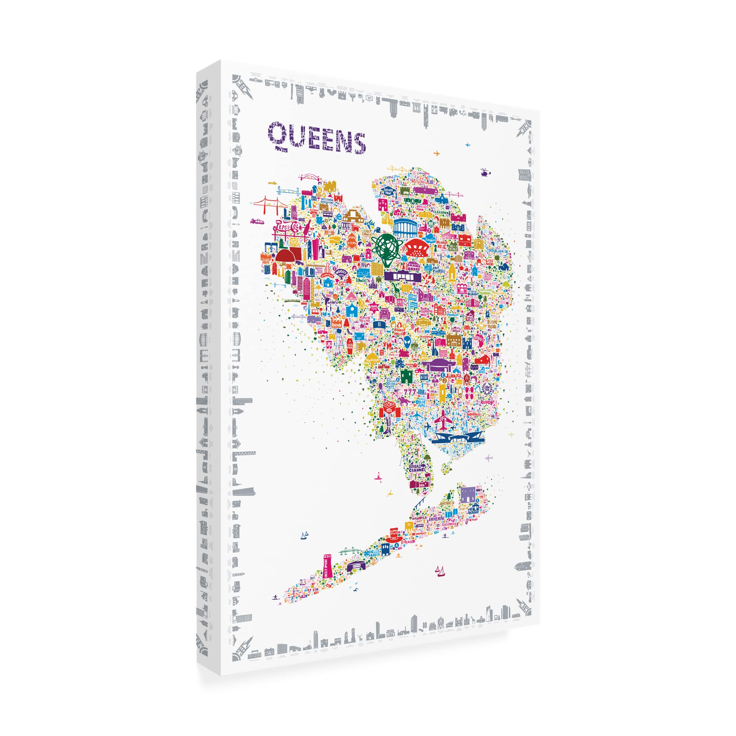 Trademark Fine Art 'New York Collection Queens' Canvas Wall Art Print by Rafael Esquer - Modern Home Decor for Living Room, Bedroom & Office