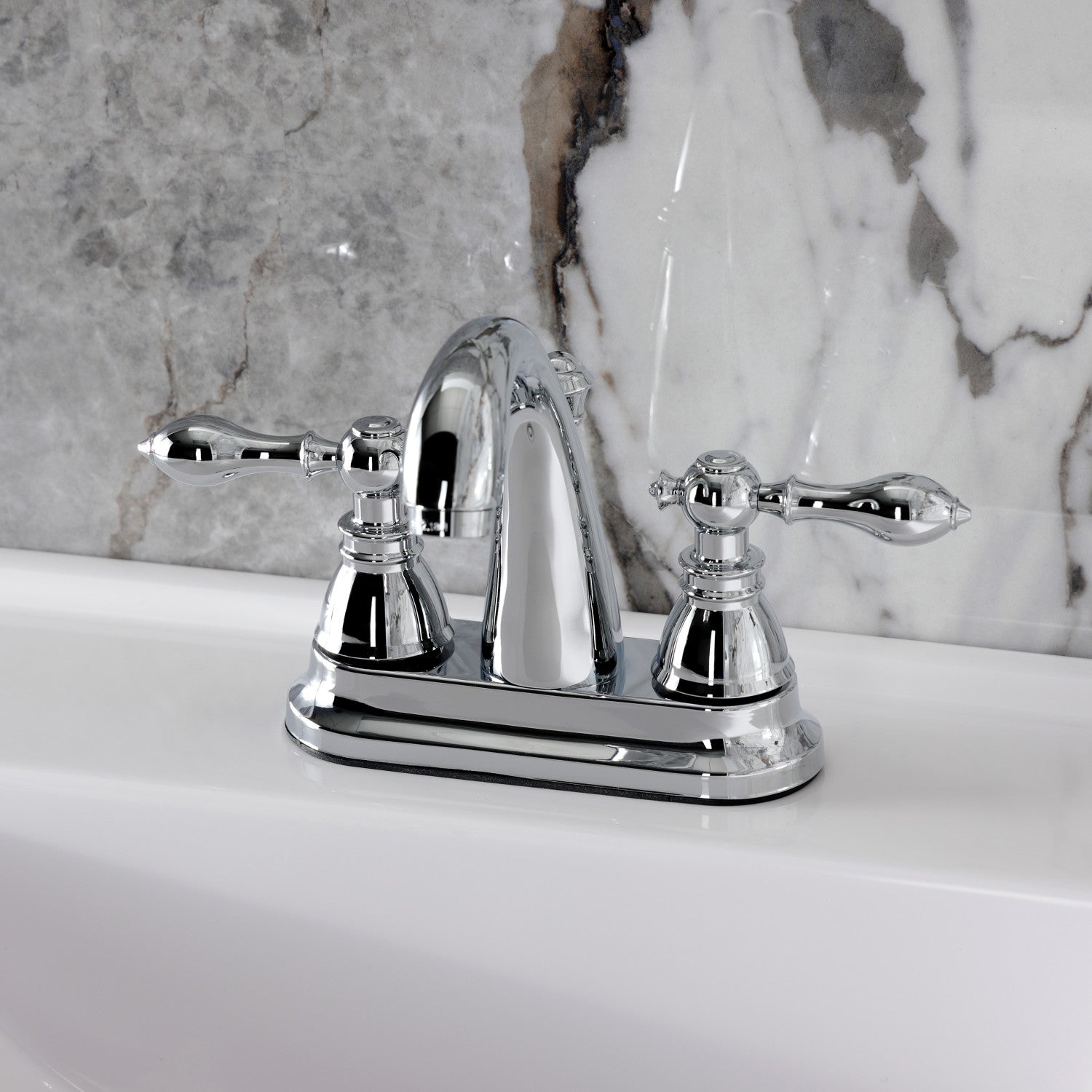 FSY5611ACL Classic American 4-Inch Centerset Bathroom Faucet - Double Handle Deck Mount with Pop-Up Drain - Polished Chrome Finish - Perfect for Small Bathrooms & Powder Rooms
