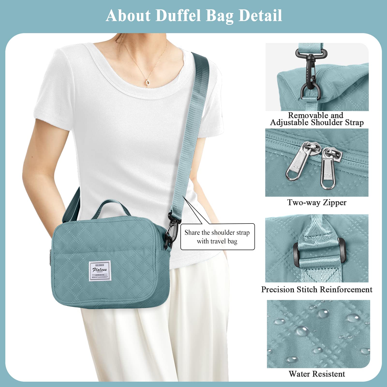 Women's Travel Duffel Bag - Lightweight Overnight Weekender with Detachable Toiletry Pouch & Wet Pocket - Perfect Gym Bag, Carry-On Personal Item for Weekend Getaways, Business Trips & Workout Sessions