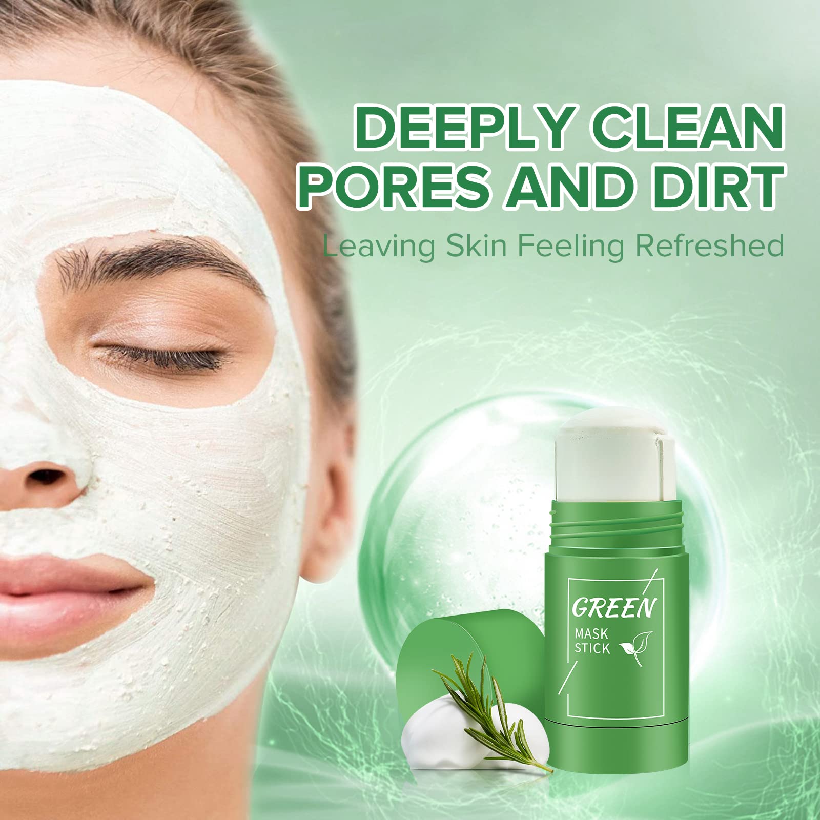 2 Pack Green Tea Cleansing Mask Stick - Blackhead Remover & Pore Purifying Clay Stick for Acne Prone Skin, Oil Control & Deep Cleansing for Women & Men | Perfect for Daily Skincare Routine & Spa Night