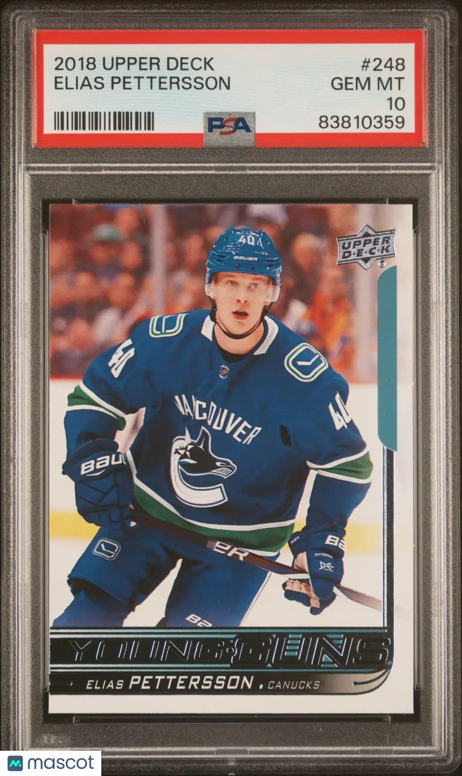2018-19 Upper Deck Series 1 Hockey Elias Pettersson Young Guns Rookie Card PSA 10 Gem Mint - Perfect for Collectors, Sports Memorabilia Display & Hockey Fan Gifts