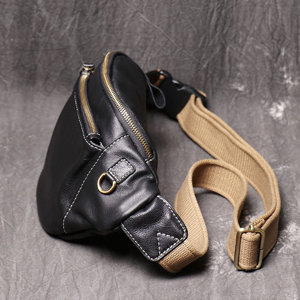 Leathario Genuine Leather Waist Pouch for Men - Fashionable Fanny Pack, Bum Bag with Adjustable Strap - Perfect for Travel, Gym, Running & Outdoor Activities