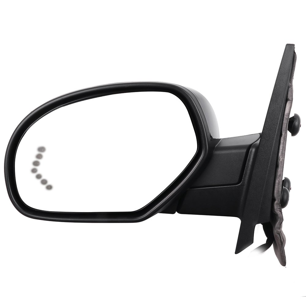 SCITOO Heated Side View Mirror with Turn Signal & Puddle Light - Manual Fold, Memory Function - Compatible with 2007-2013 Chevy/GMC Avalanche, Silverado 1500/2500, Suburban - Perfect for Night Driving & Winter Conditions