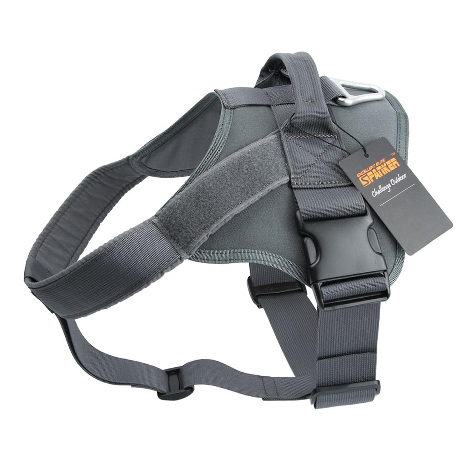 EXCELLENT ELITE SPANKER Tactical Dog Harness - Military Patrol No-Pull Service Vest for Medium & Large Dogs - Adjustable Training Working Vest with Handle (Grey, XL) - Perfect for Police K9, Search & Rescue, and Outdoor Adventures