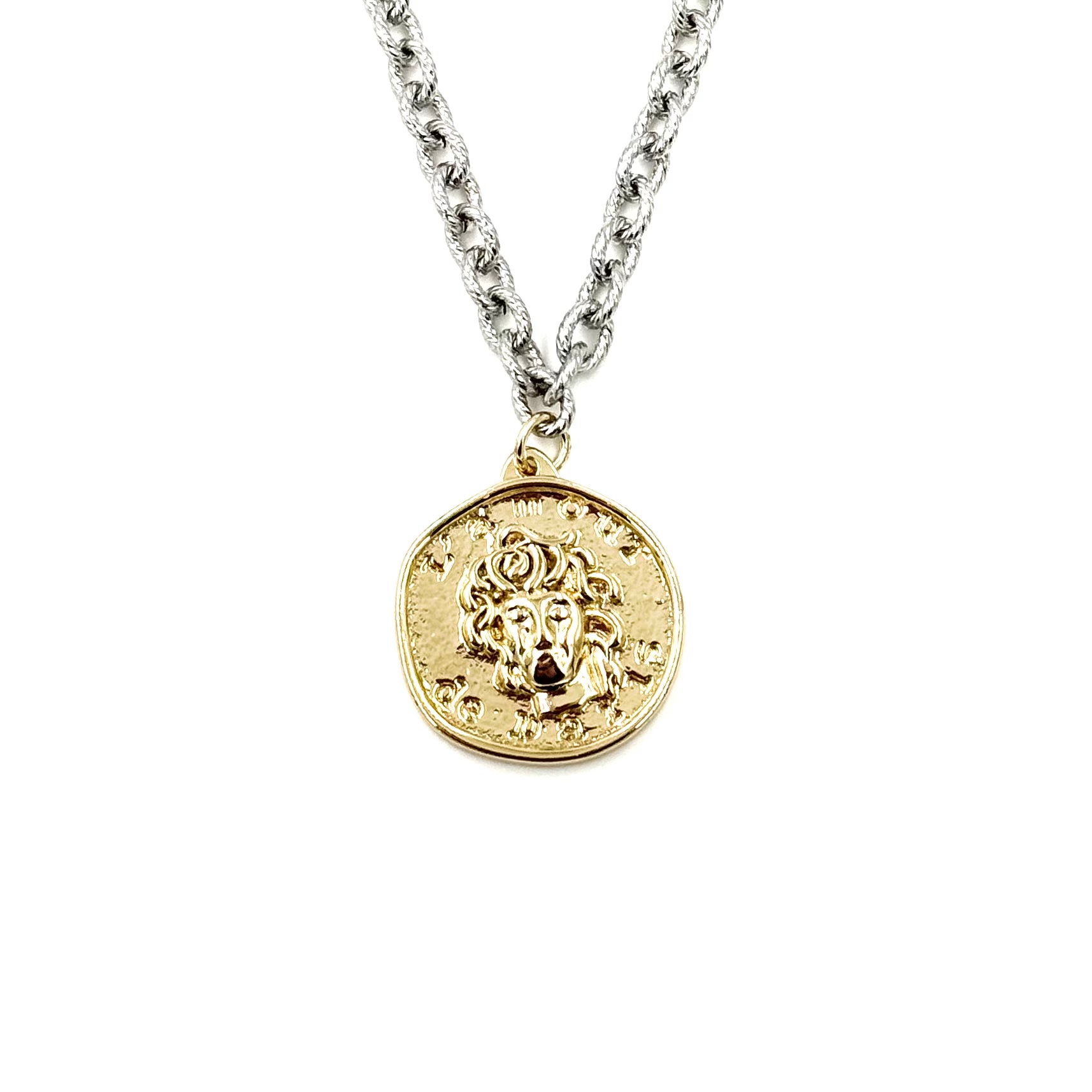 Ashley Gold Stainless Steel Gold Plated Twist Chain with Large Coin Pendant Necklace for Women - Elegant Layered Jewelry Gift for Birthday, Anniversary & Special Occasions