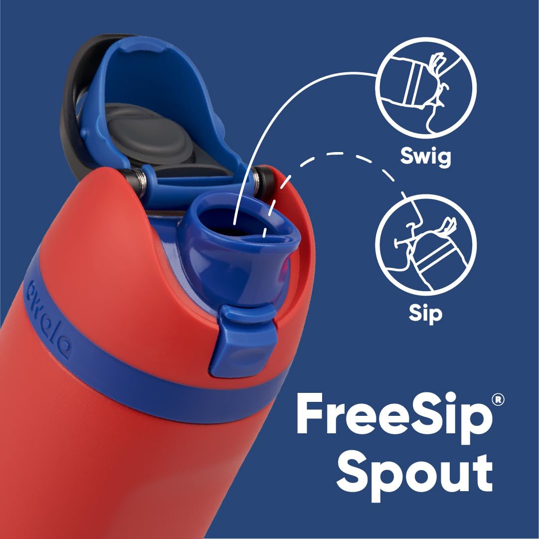 Owala Marvel FreeSip Insulated Stainless Steel Water Bottle 24oz with Straw - BPA-Free, Leak-Proof for Sports, Gym, Hiking & Travel - Spiderman Design | Perfect for Kids, Students & Outdoor Activities