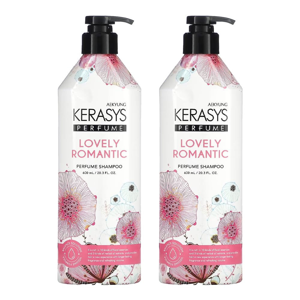Kerasys Lovely & Romantic Perfumed Shampoo 600ml (2-Pack) - Long-Lasting Floral Scent for Date Nights & Special Occasions