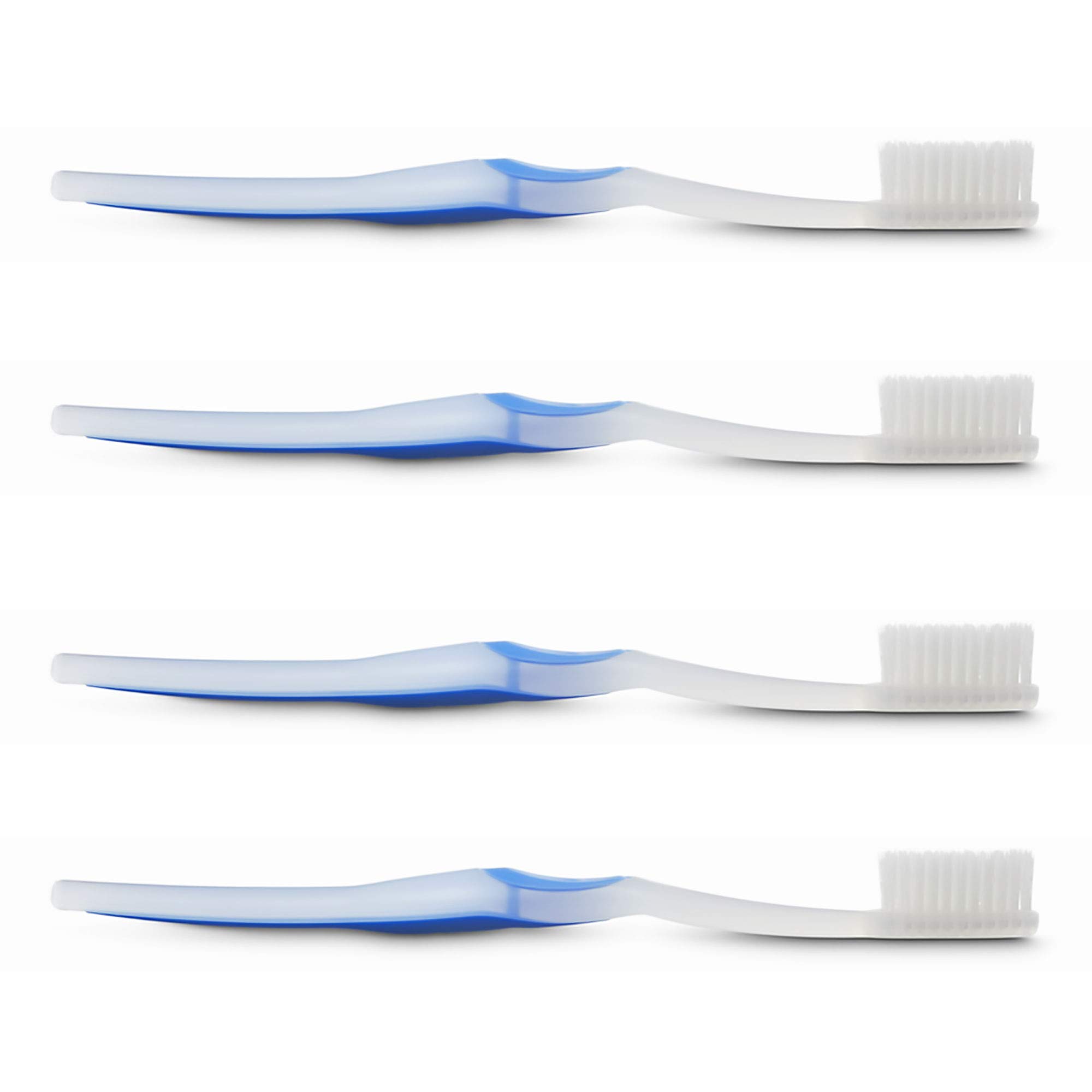 Welbrush Soft Flossing Sensitive Toothbrushes for Adults - Gentle Bristles for Sensitive Gums & Teeth - 4 Pack (Blue) - Perfect for Travel, Home & Office Use