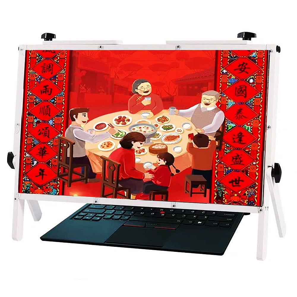 YQCBA 22 Inch Laptop Screen Magnifier - 2023 Ultra Clear 3X Magnifying Glass for Seniors | Anti-Blue Ray HD Screen Amplifier | Adjustable Laptop Stand (White) | Perfect for Reading, Watching Movies & Office Work