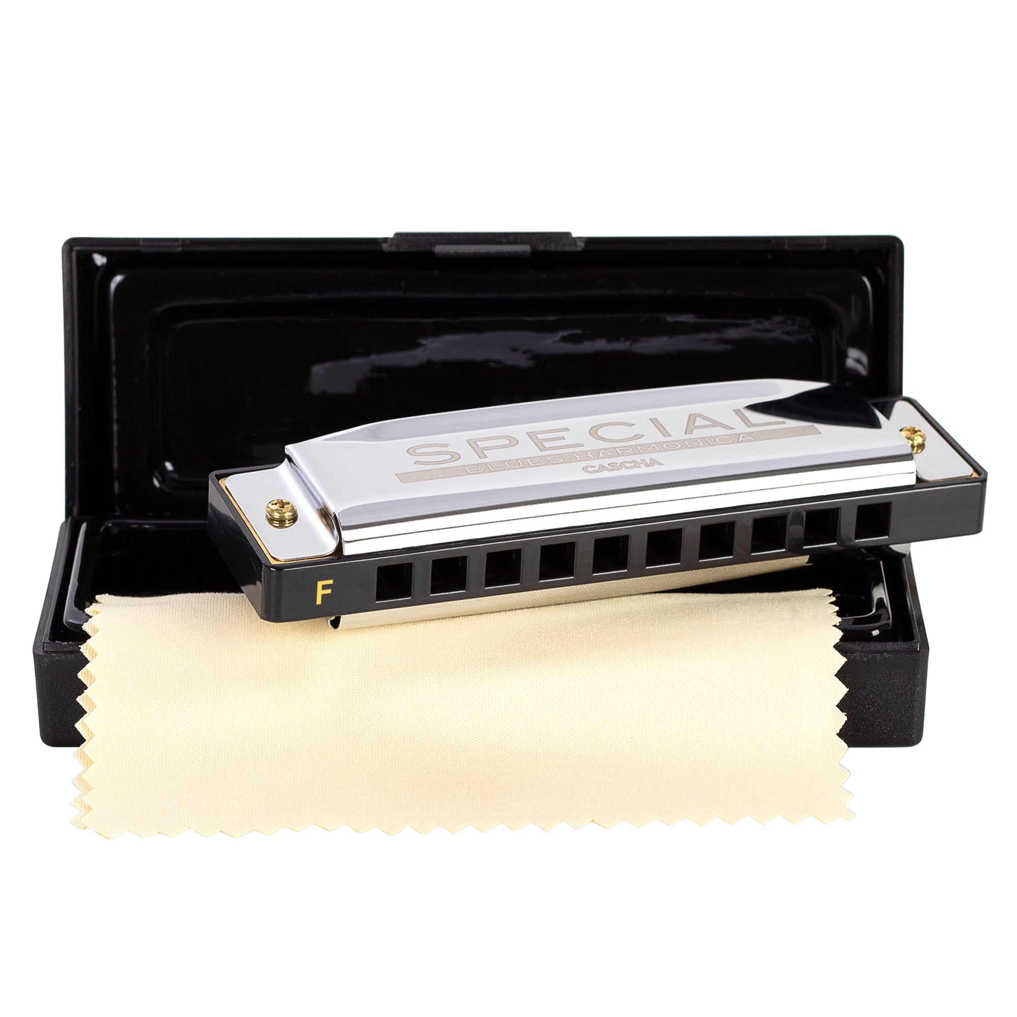 Cascha Special Blues Harmonica in F Diatonic Key - Professional 10 Hole Mouth Organ for Blues, Folk & Rock Music - Perfect for Live Performances & Music Practice