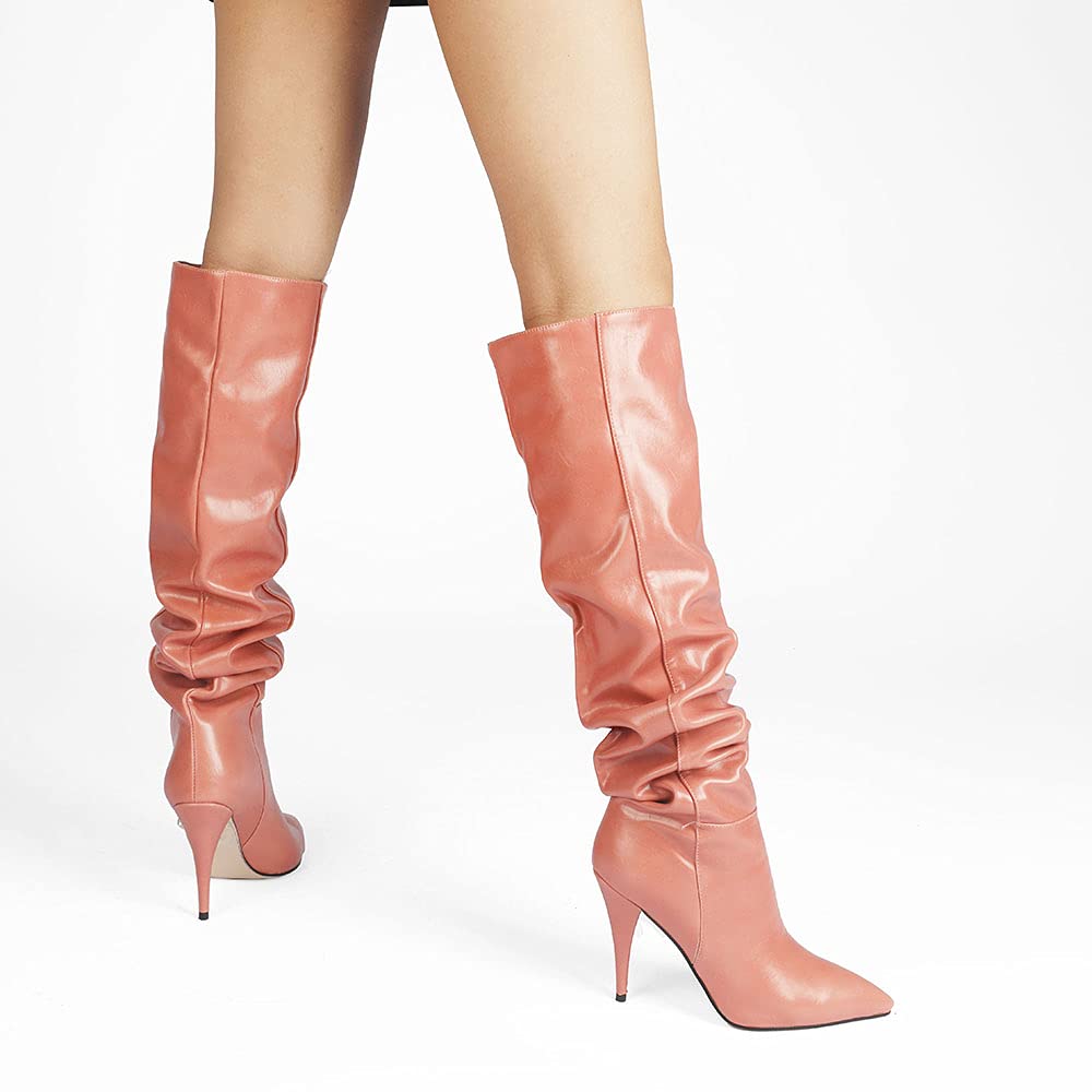 Elegant Women's Slouch Boots - Knee High Stiletto Heels for Party, Night Out & Fashion Events