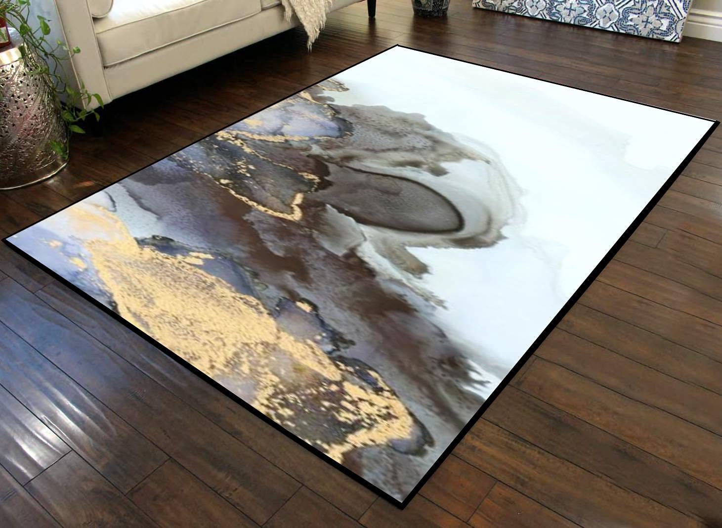 Large Abstract Fluid Art Runner Rug - Non-Slip Indoor/Outdoor Carpet for Living Room, Bedroom, Nursery, Patio | Alcohol Ink Painting Design Floor Mat for Kids Play Area, Photography Backdrop, Home Decor