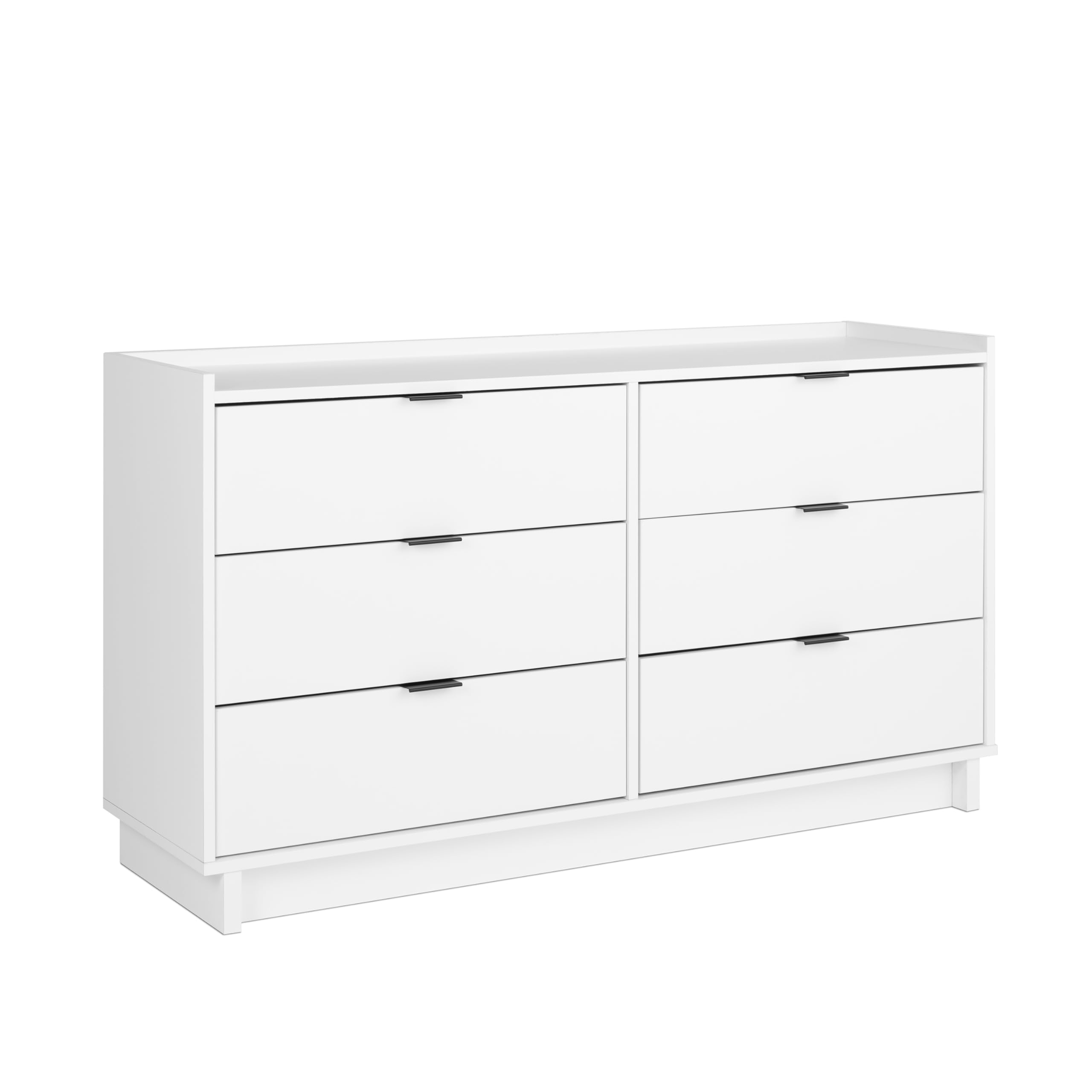 Prepac Simply Modern 6-Drawer Double Dresser - White Contemporary Bedroom Chest of Drawers (52.5