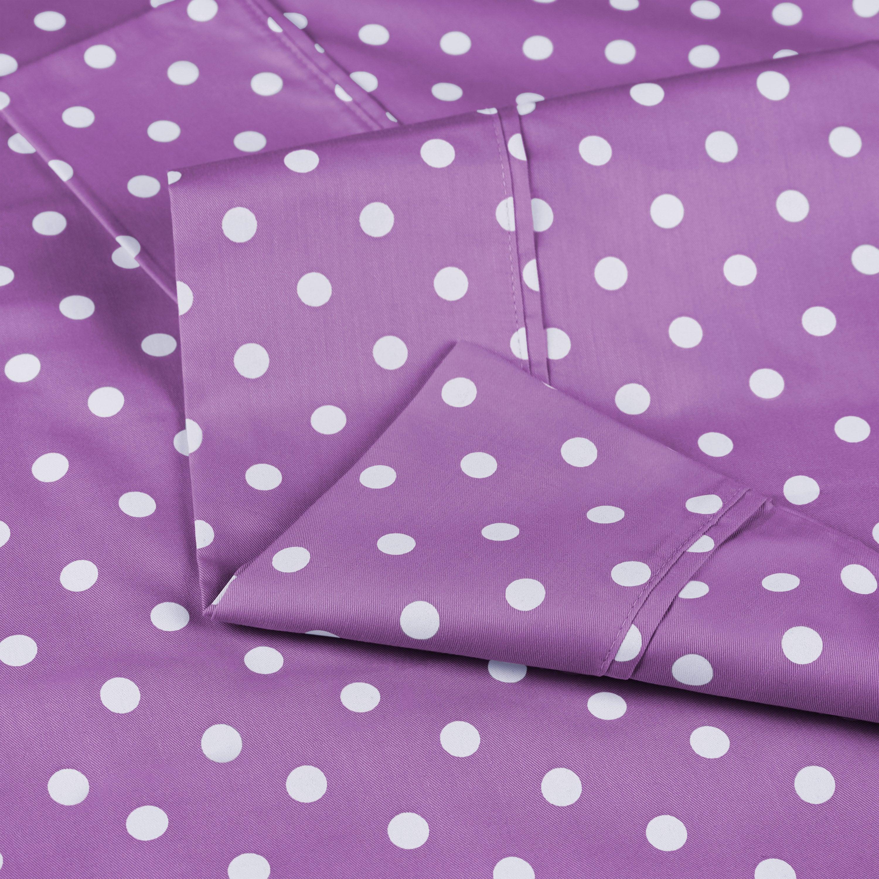 Polka Dot 600 Thread Count Cotton Blend Deep Pocket Sheet Set - Queen Size Bed Sheets for Comfortable Sleep - Perfect for Master Bedroom, Guest Room & Dorm
