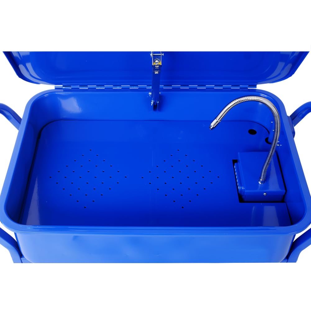 20 Gallon Heavy Duty Parts Washer - Large Capacity Solvent Cleaner for Wheel Bearings, Gears & Carburetors | Portable Automotive Cleaning System with Electric Pump & Shelf Tank | Ideal for Repair Shops, Workshops & Garages | Perfect for DIY Car Maintenance & Professional Mechanic Use