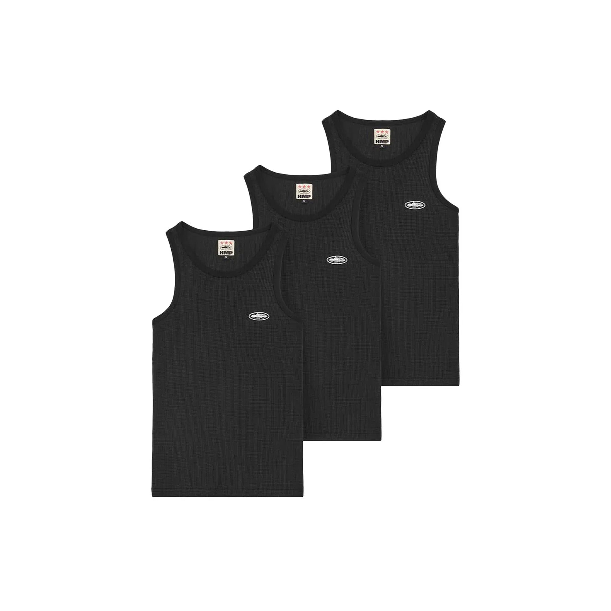 Corteiz HMP Essentials Tank Top 3 Pack - Black (2024) | Soft & Breathable Muscle Tees for Gym, Workout & Summer Casual Wear