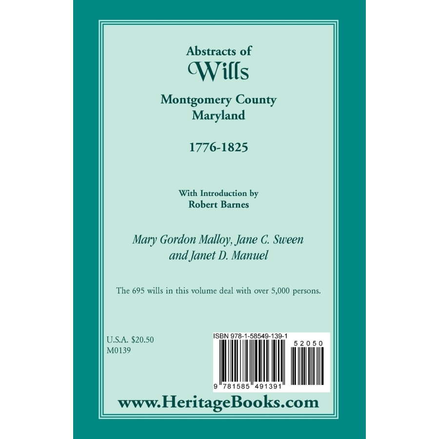 Abstracts of Wills in Montgomery County Maryland 1776-1825 - Genealogy Research & Historical Document Collection for Family History Research