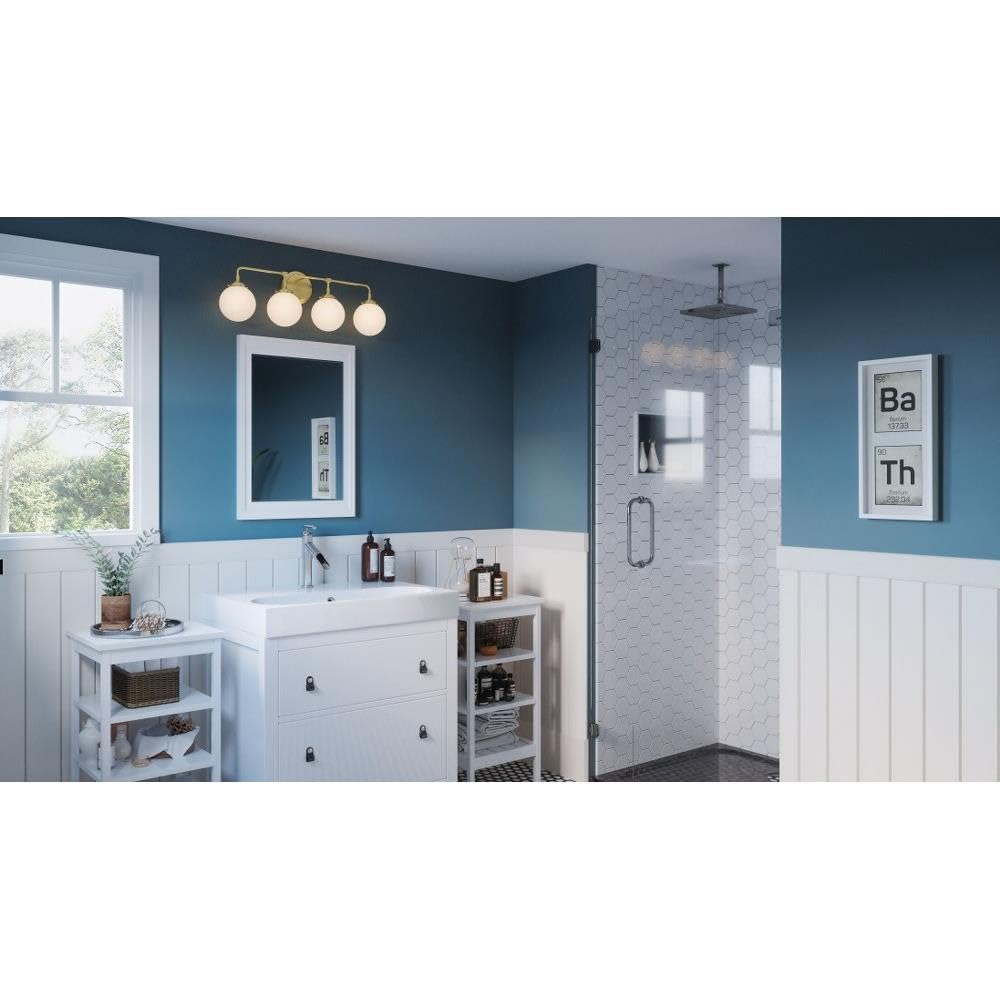 4-Light Contemporary Vanity Light - Damp Rated Bathroom Lighting Fixture - Modern LED Bath Light for Bathroom, Powder Room & Spa - Model 71-Bel-3300158