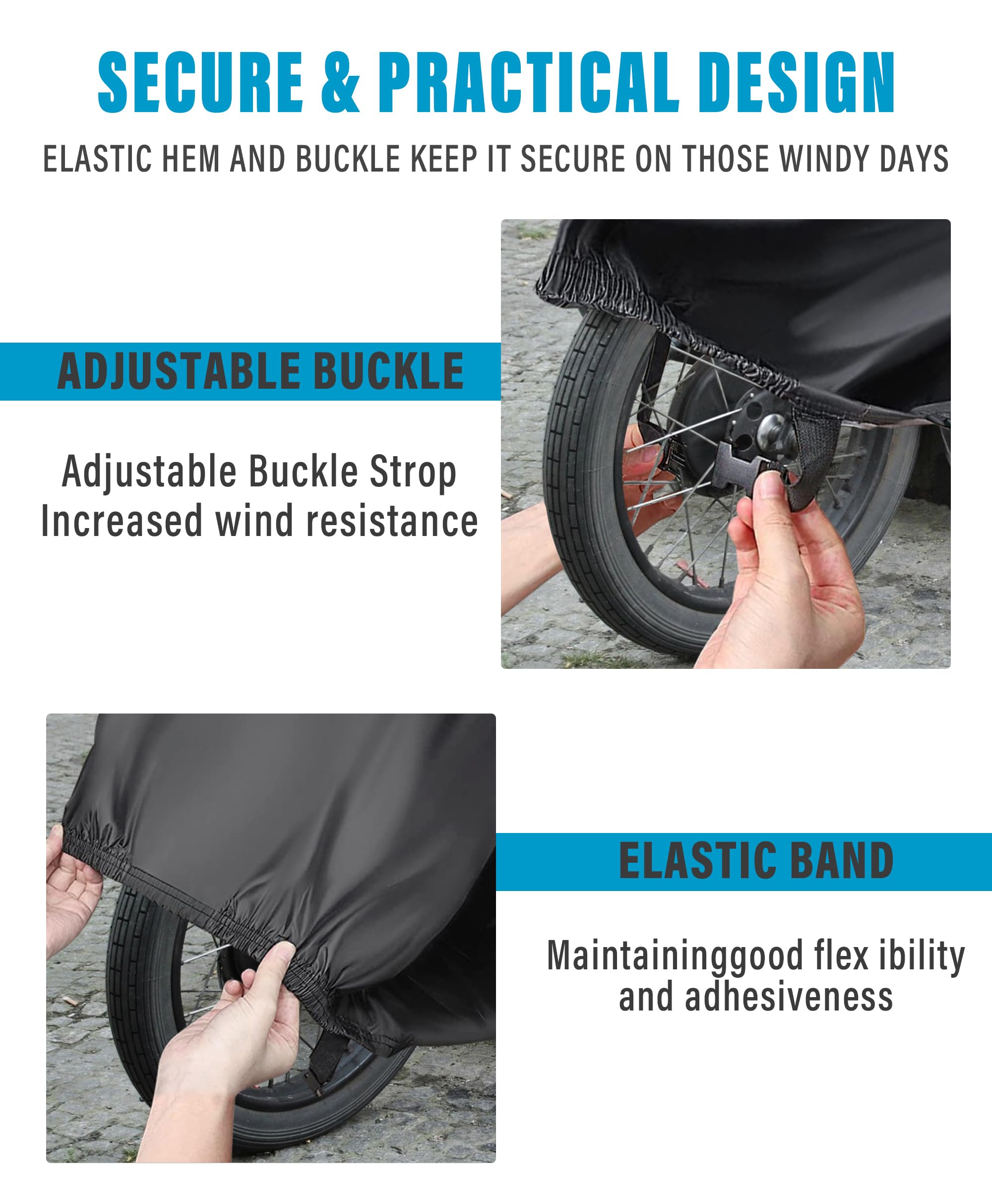 Zlirfy Waterproof Motorcycle Cover with Lock-Holes - Universal Outdoor Bike Protection for Travel & Storage