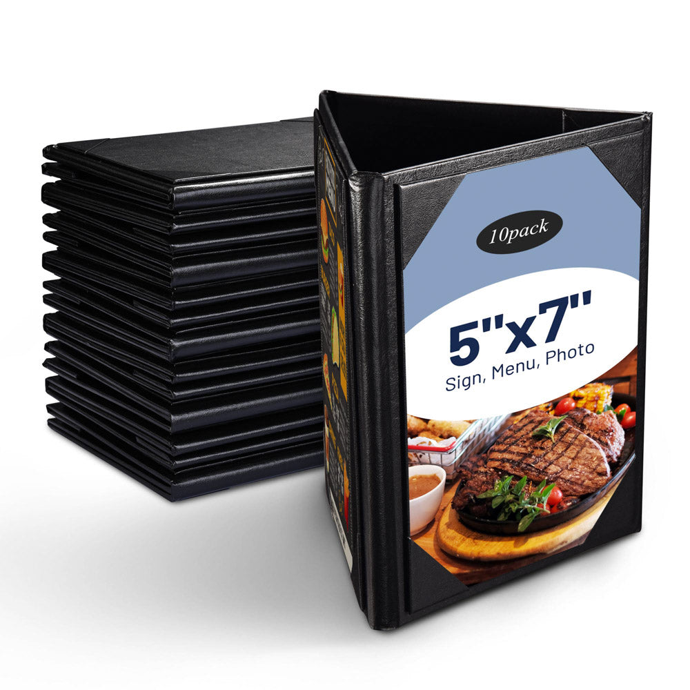 TheLAShop 5x7 Table Tent Card Holder - 3-Sided Display Stand for Restaurants, Weddings & Events (10-Pack) - Perfect for Menus, Place Cards & Table Decorations